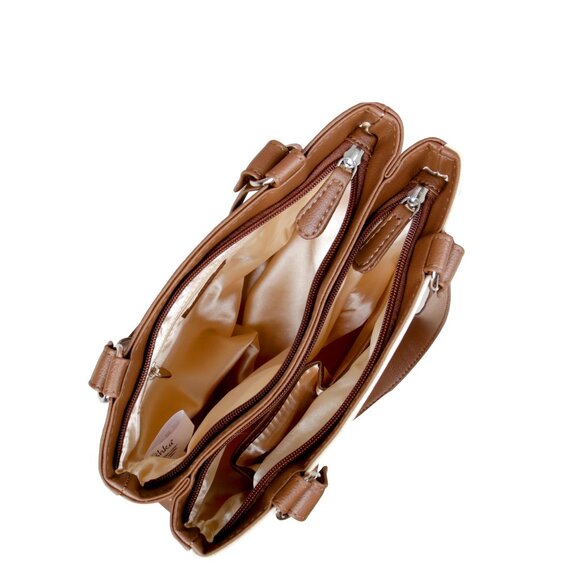 Printed Leather Shoulder Tote Bag for Women – Top Handle Handbag Purse Work - Picture 5 of 9